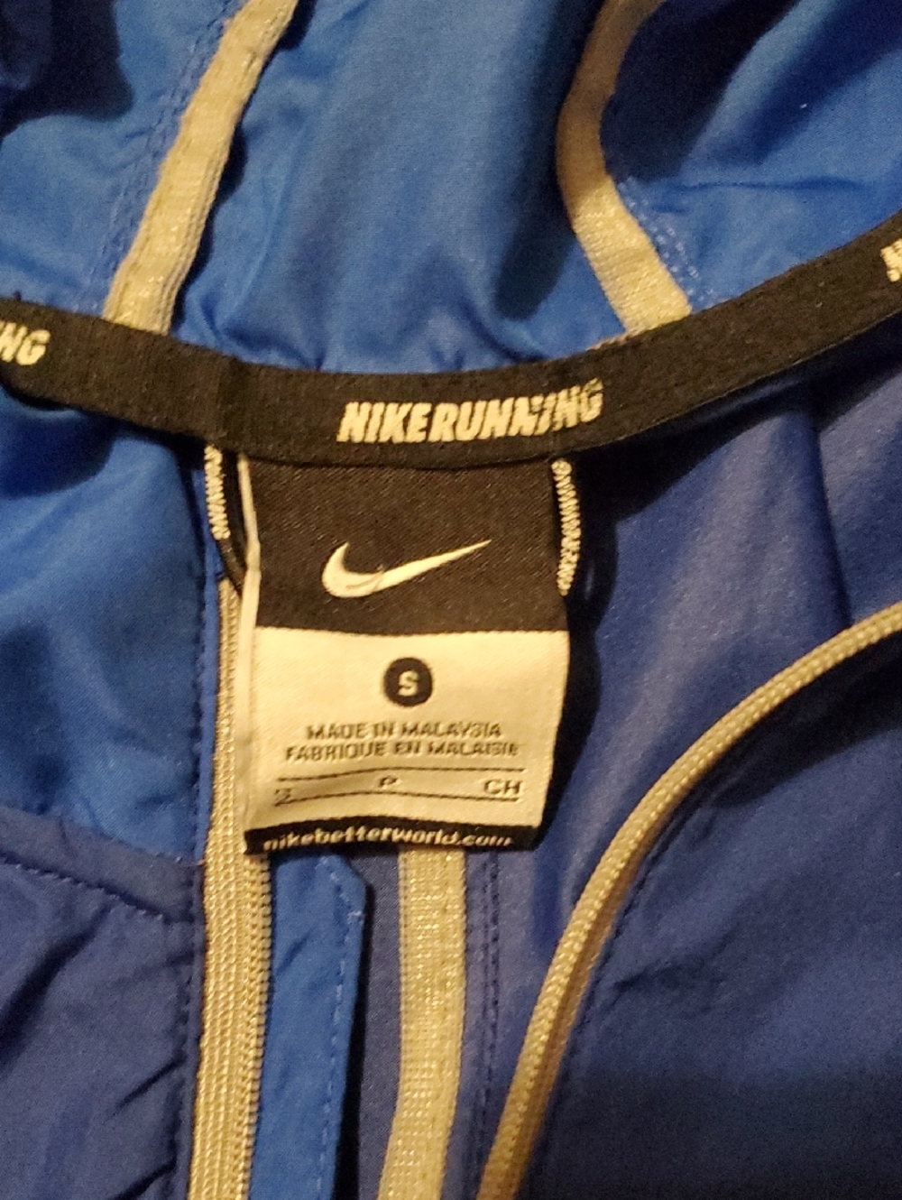 Nike Men’s Blue and Gray Hooded Reflective Windbreaker Jacket With Pockets - Picture 2 of 14